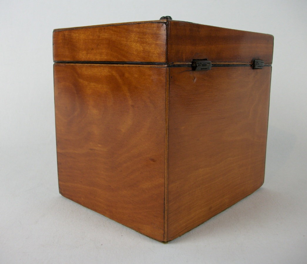 A fine Georgian period satinwood tea caddy